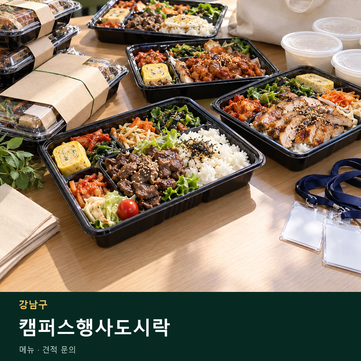 강남구 캠퍼스행사도시락 메뉴와 주문 목적 안내 이미지