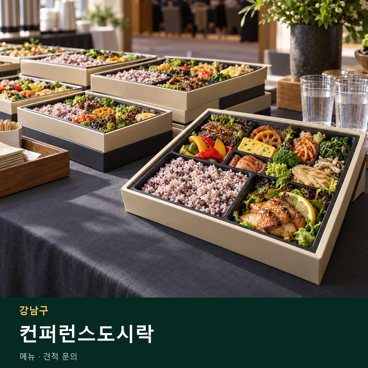강남구 컨퍼런스도시락 메뉴와 주문 목적 안내 이미지