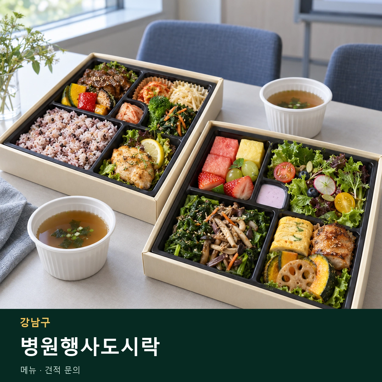 강남구 병원행사도시락 메뉴와 주문 목적 안내 이미지