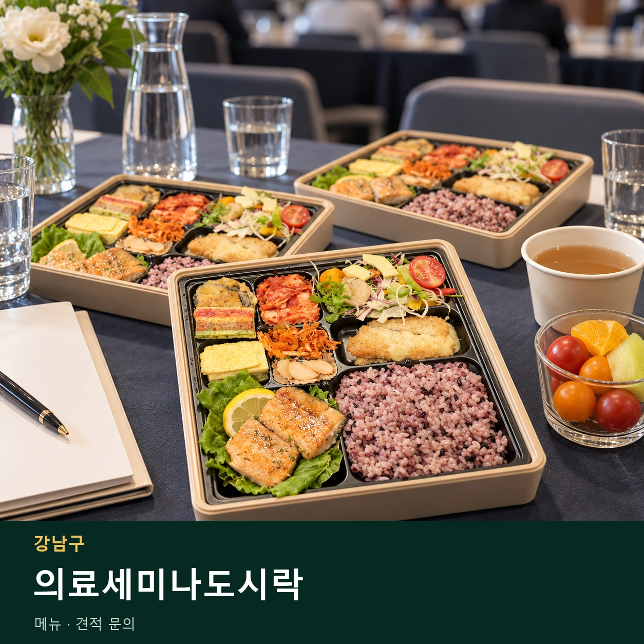 강남구 의료세미나도시락 메뉴와 주문 목적 안내 이미지