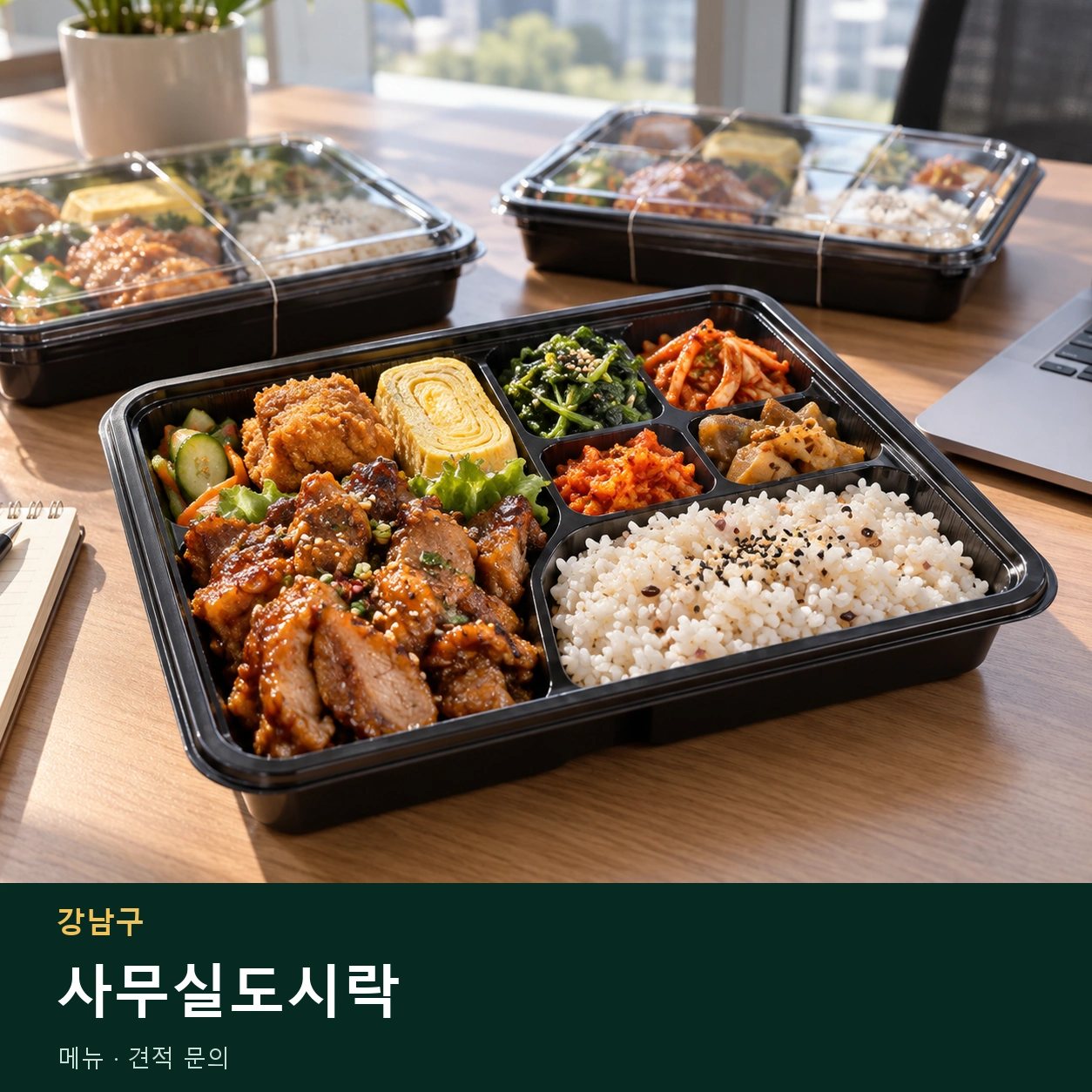 강남구 사무실도시락 메뉴와 주문 목적 안내 이미지