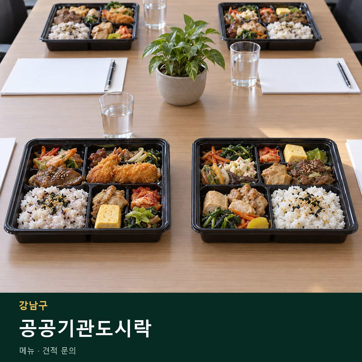 강남구 공공기관도시락 메뉴와 주문 목적 안내 이미지