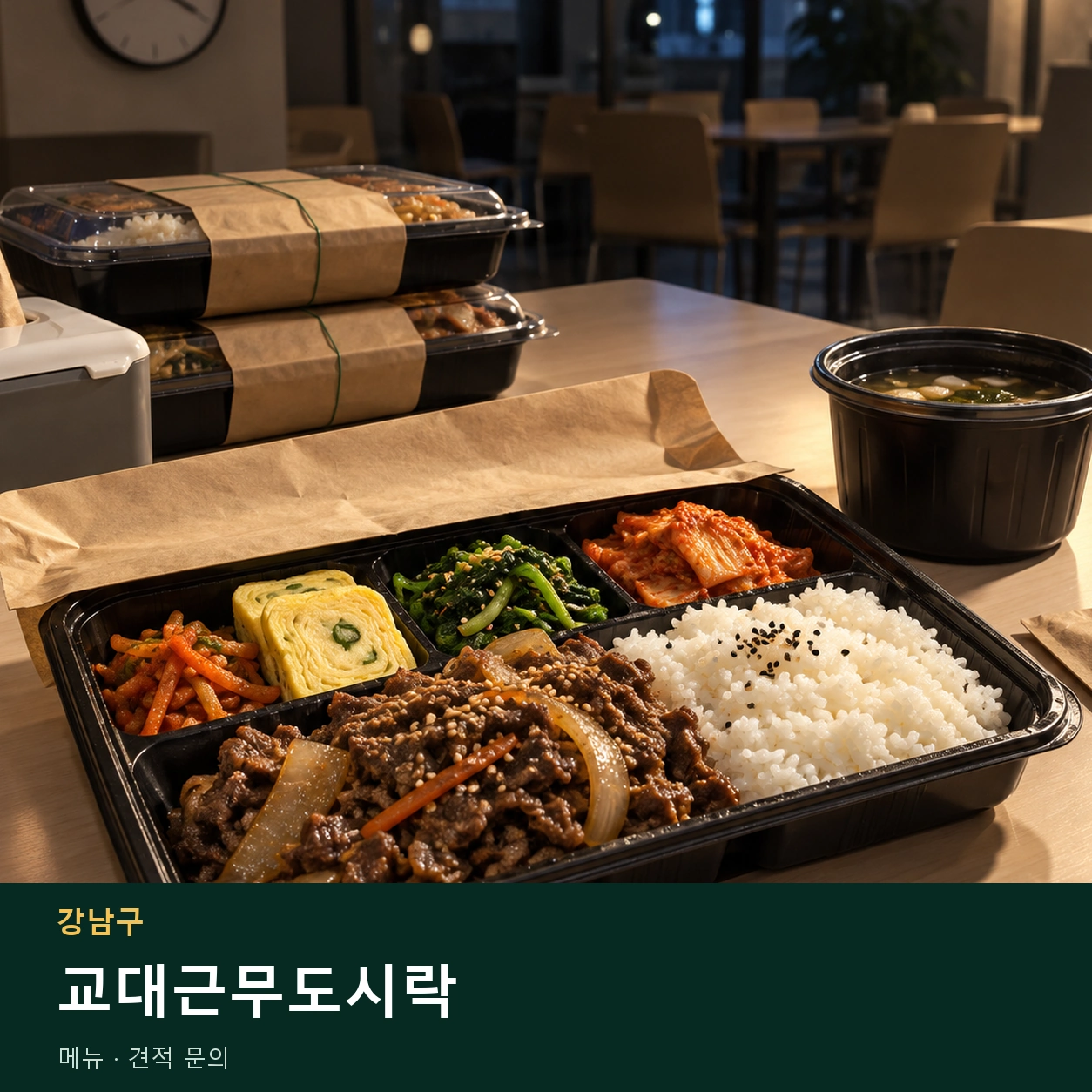 강남구 교대근무도시락 메뉴와 주문 목적 안내 이미지