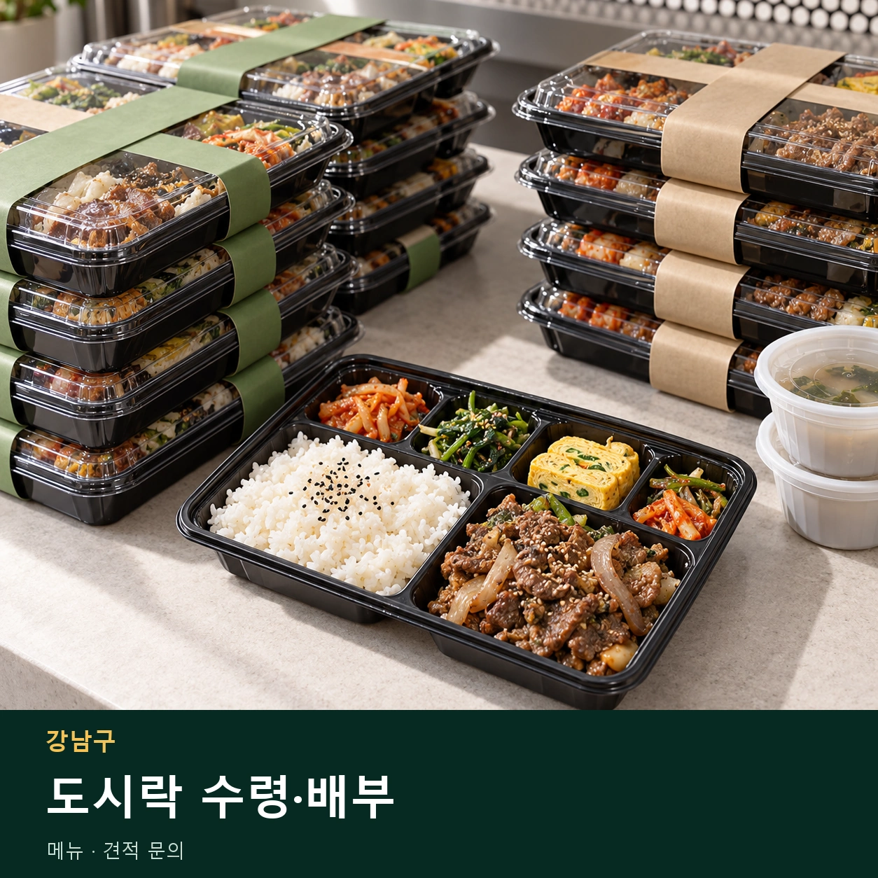 강남구 도시락 수령·배부 메뉴와 주문 목적 안내 이미지