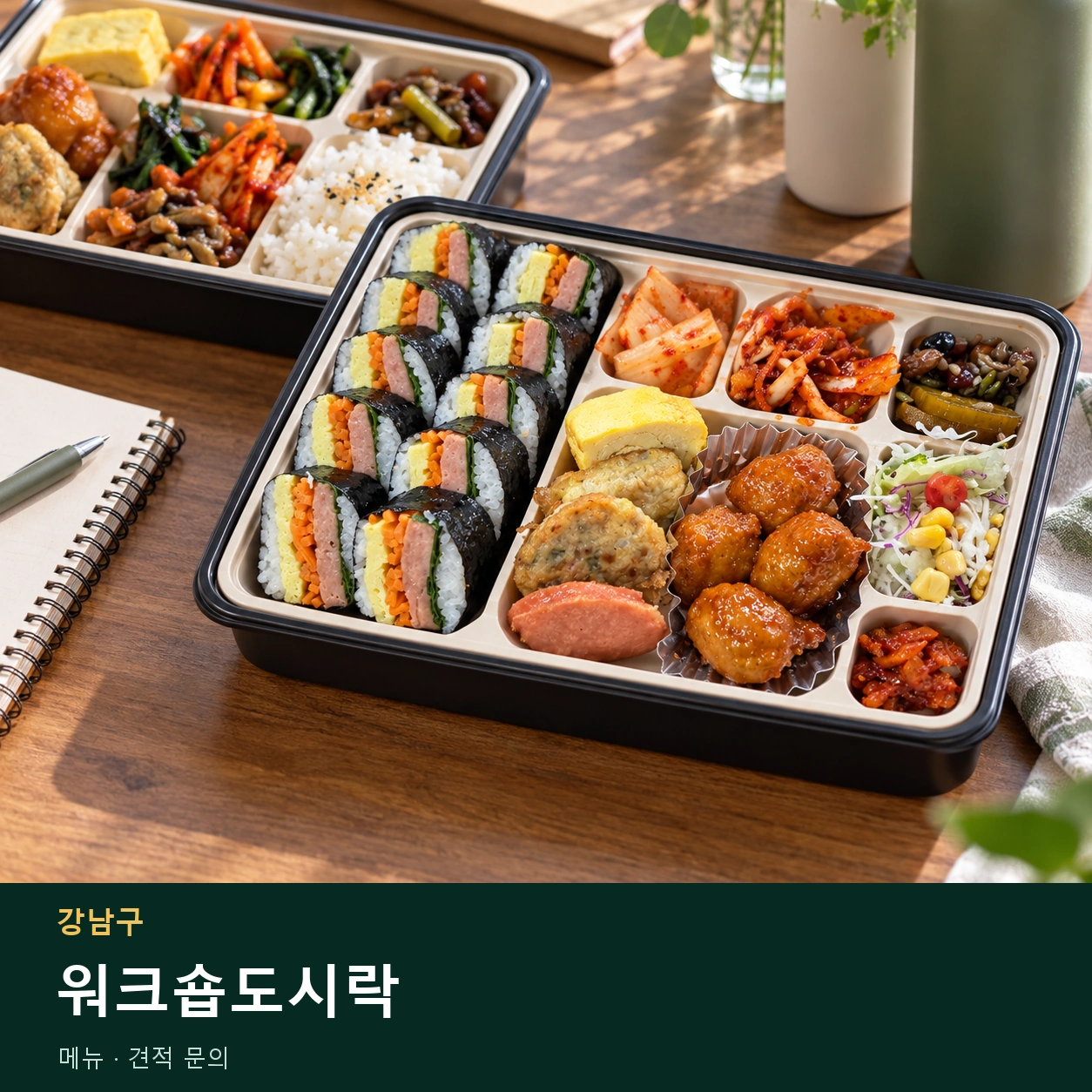 강남구 워크숍도시락 메뉴와 주문 목적 안내 이미지